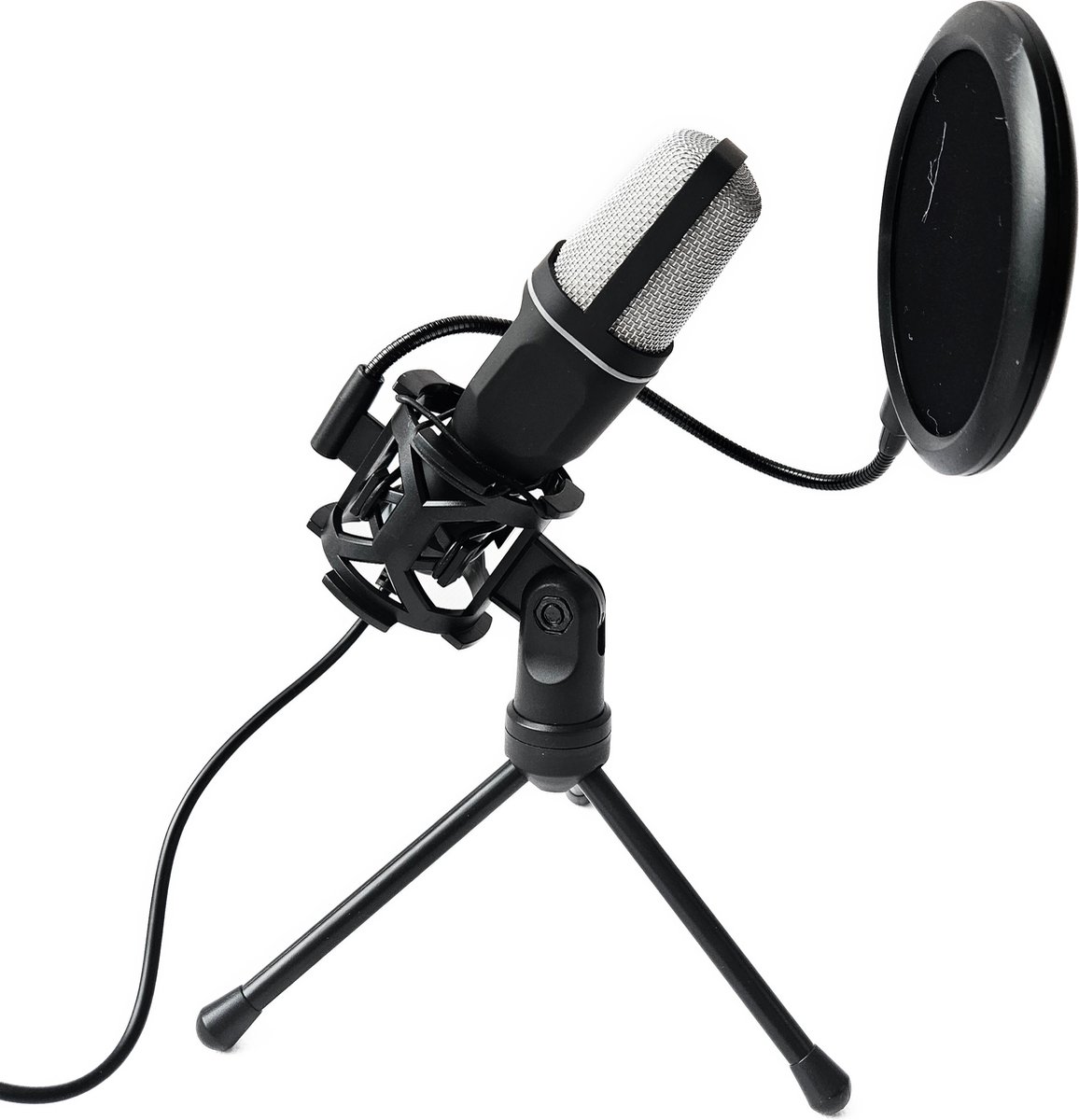Microfoon voor PC Standaard - Gaming - Streaming - geluid pop ruis filter - USB zwart