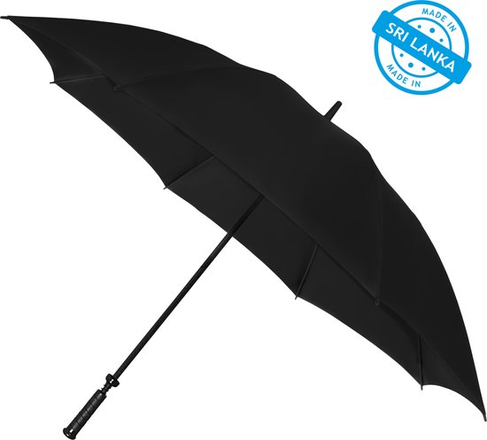 Falcone - Parapluie tempête XXL - Ouverture main - Coupe-vent - 140 cm - Zwart
