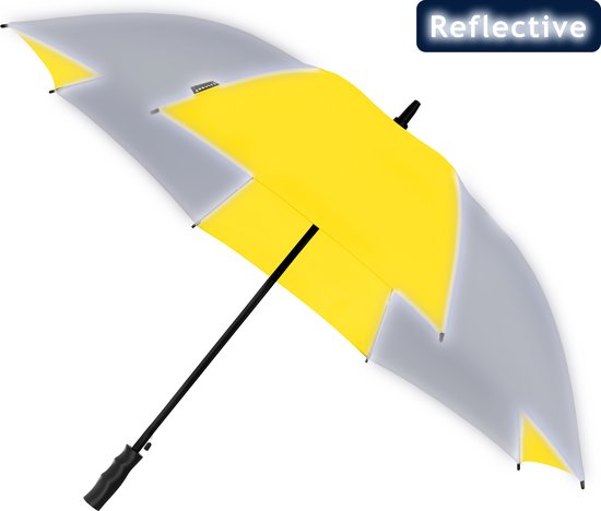 Falcone - Reflecterende Windproof Paraplu - Automaat - 120 cm - Geel / Zilver