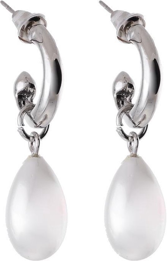 Behave Boucles d'oreilles clous argentées avec pendentif perle