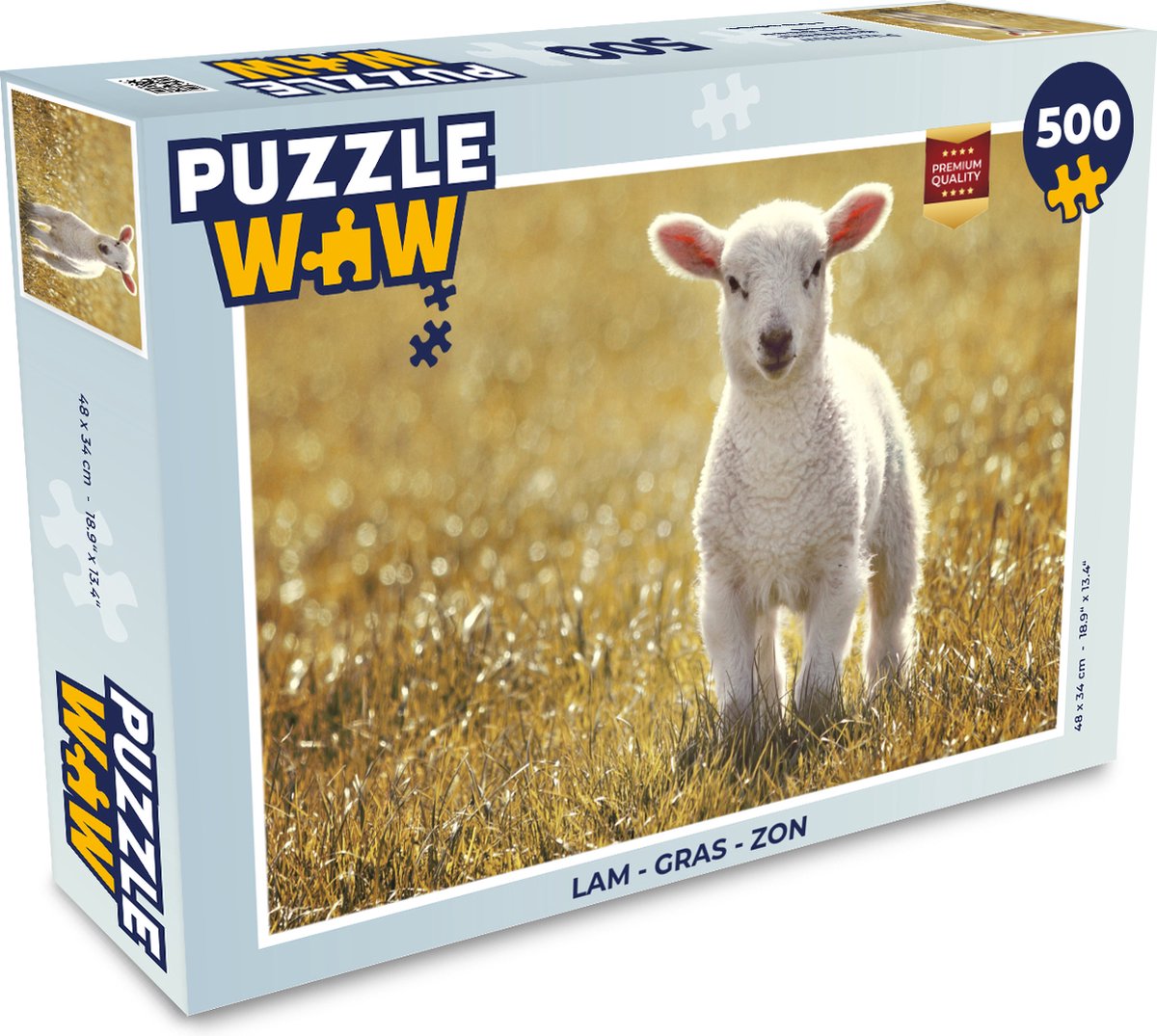 Puzzel Lam - Gras - Zon - Legpuzzel - Puzzel 500 stukjes