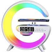 Réveil lumineux - Radio-réveil - Lampe multicolore - Recharge sans fil - Bluetooth - Enceinte Musique