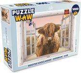 Puzzel Schotse hooglander - Doorkijk - Koe - Legpuzzel - Puzzel 1000 stukjes volwassenen