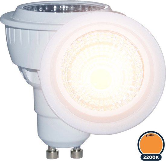 Spot LED GU10 5 Watt, dimmable, 5W remplace 50W, flamme (2200K), 350 lumens, 230V, diamètre Ø50mm