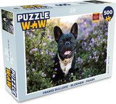 Puzzle Bouledogue Français - Fleurs - Violet - Puzzle - Puzzle 500 pièces