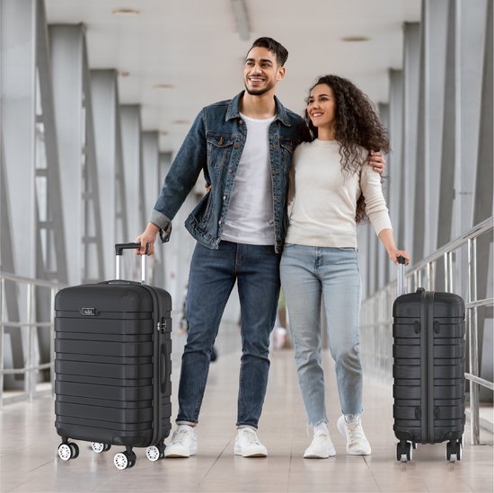 Voyagoux® REVELATION - Reiskoffer Medium - 71L - Koffers - Reiskoffer met wielen -Zwart - TSA Slot