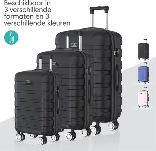 Voyagoux® REVELATION - Reiskoffer Medium - 71L - Koffers - Reiskoffer met wielen -Zwart - TSA Slot
