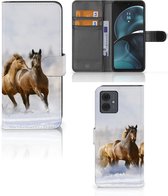 GSM Hoesje Geschikt voor Motorola Moto G14 Wallet Book Case Paarden