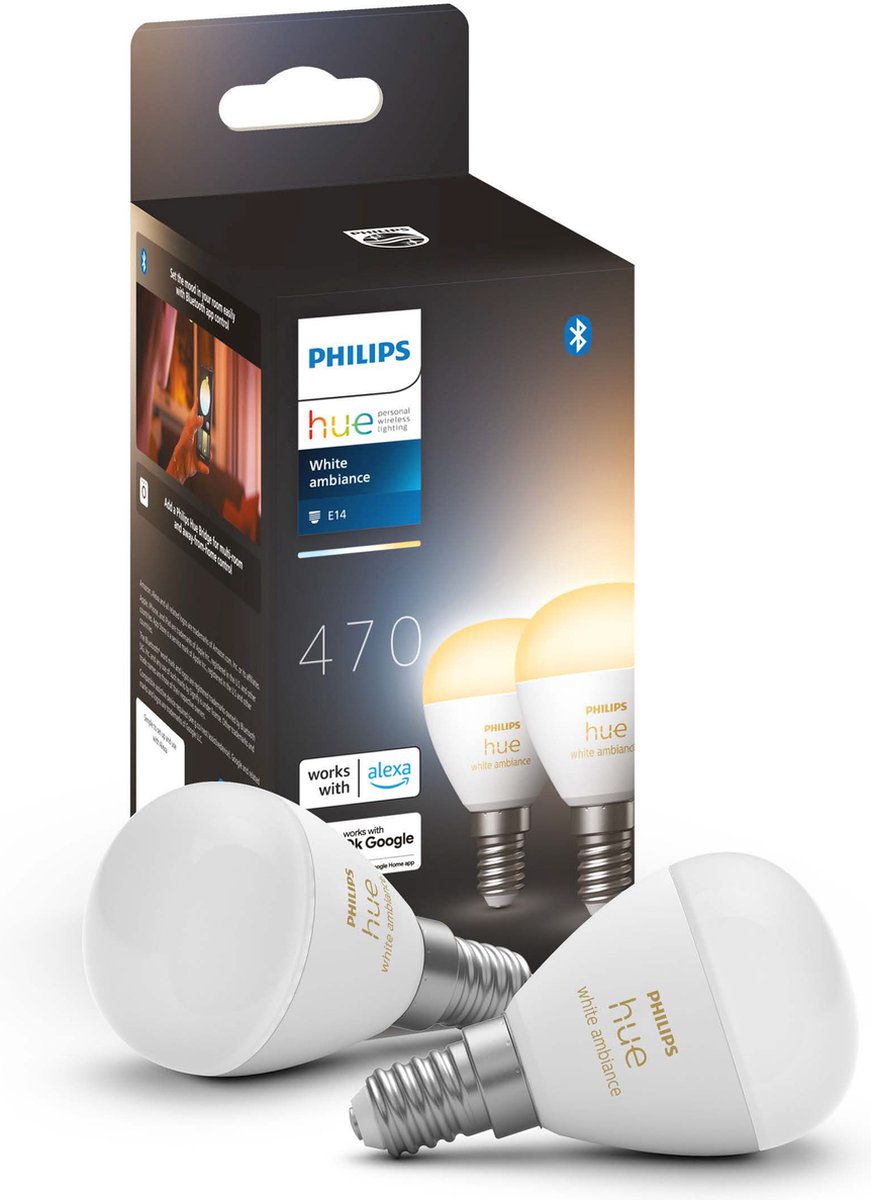 Philips Hue Starterspakket - E14 - met 4 Kogellampen - Warm tot Koelwit Licht - Incl. 1 Hue Bridge, 1 Hue Dimmer Switch - Hue White Ambiance thumbnail 7