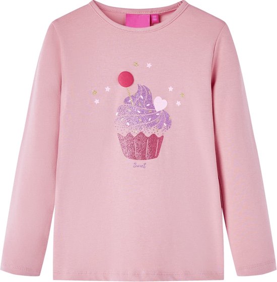 vidaXL-Kindershirt-met-lange-mouwen-ijsjesprint-116-lichtroze