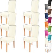 Charles Lot de 6 housses de chaise extensibles, dossiers de chaise ronds et carrés, ajustement bi-élastique avec label Oeko-Tex Standard 100 (crème)