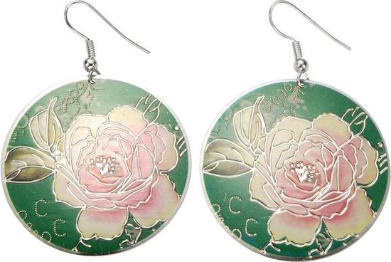 Behave Boucles d'oreilles pendantes circulaires avec rose