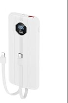 Remax RPP-300 universeel powerbank - Compact Snellader - 10000mAh - ingebouwde Kabels - LED - PD QC - iPhone Samsung Xiaomi OPPO OnePlus Sony - wit