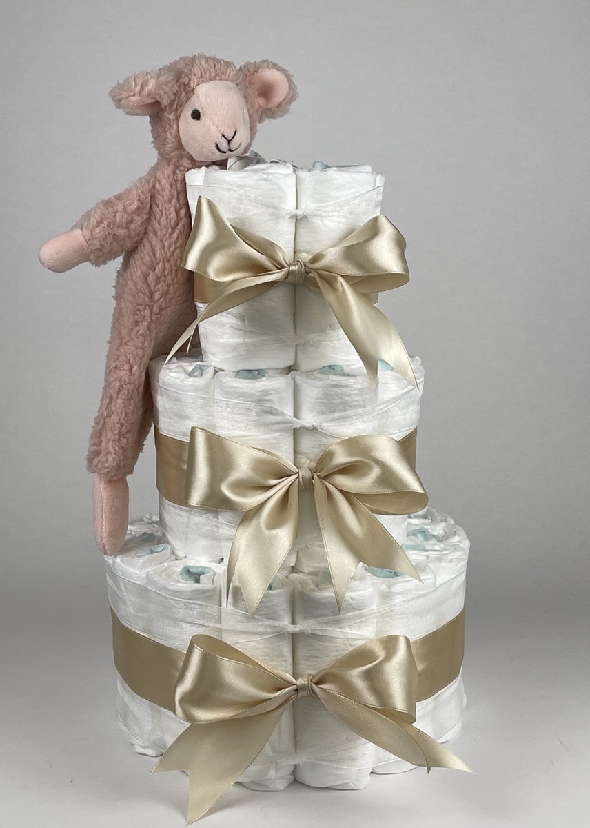 Goedkoopste Chouette-Chouette | Luiertaart Meisje | Kraamcadeau | Geboorte Meisje | Babyshower | Tuttle Lamb Lotus Peach - Beige