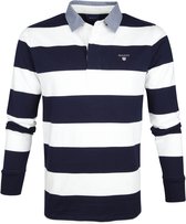 Gant - Polo Poloshirt Rugger Blauw Wit Strepen - Modern-fit - Heren Poloshirt Maat M