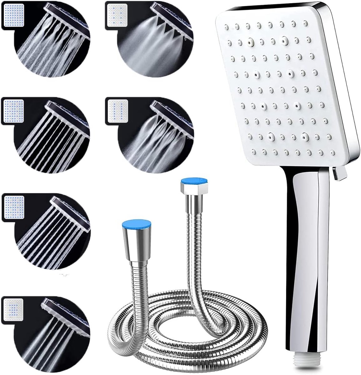 Douchekop met slang, waterbesparende douchekop met slang 1,5 m handdouche, douchekop, rege