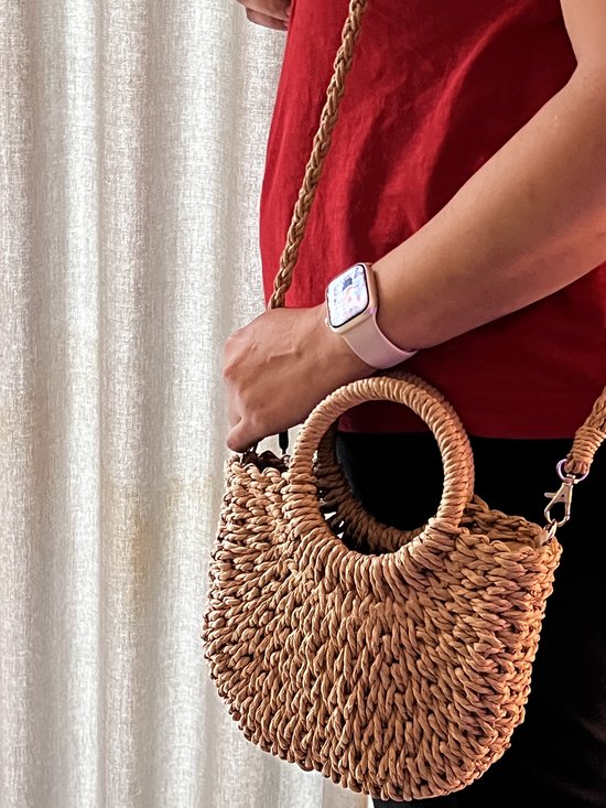 Sac Rond Bandoulière En Paille Beige - Fourre-tout Tressé Zippé Moyen - Neuf Sans étiquette