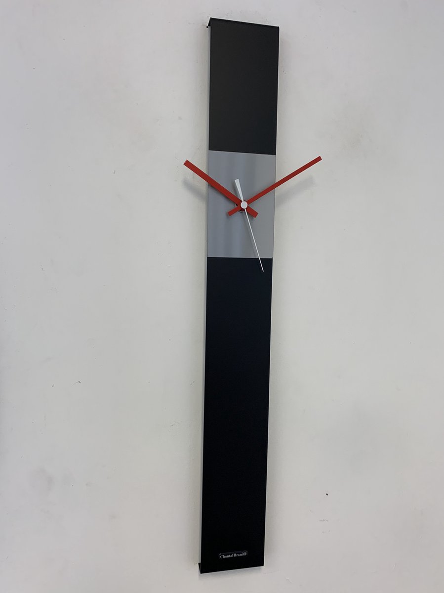 Wandklok CHANTALBRANDO SUMMIT BLACK & SILVER MODERN DESIGN = ZWART & ZILVER