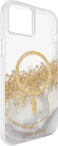 MagSafe iPhone 15 Plus-hoesje, gemarmerd ontwerp en gouden glitter - Mate-hoesje