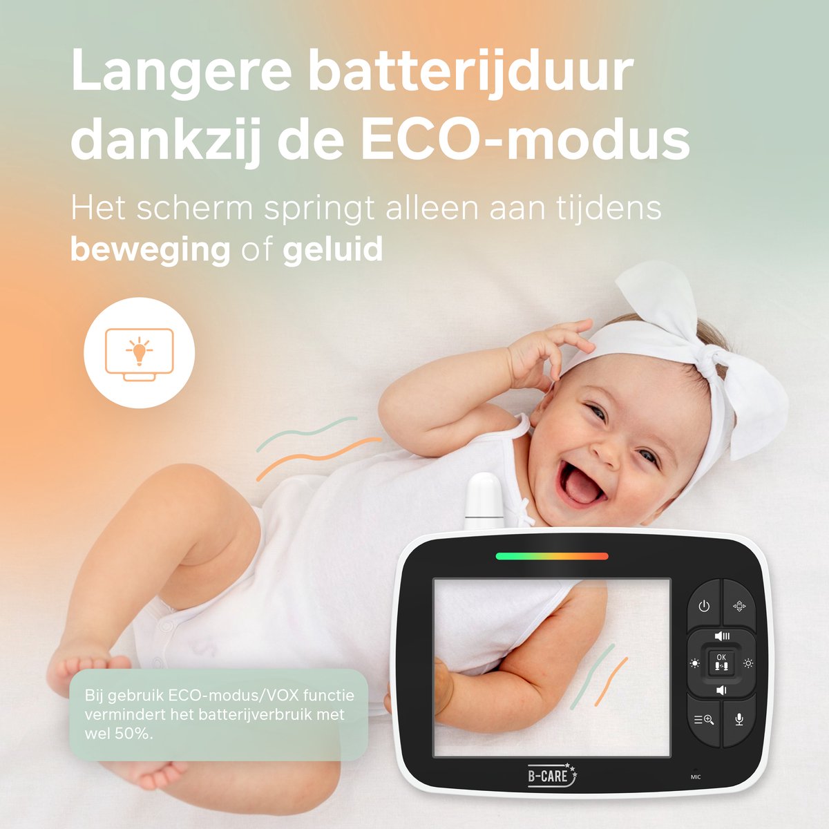 B-Care Starlight Mini Babyfoon Met Camera 3.5 Inch LCD - afbeelding 3