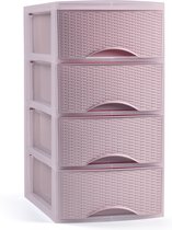 Plasticforte Caisson à tiroirs/organisateur de bureau avec 4x tiroirs - rose - L18 x L25 x H33 cm