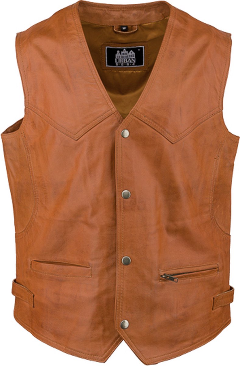 Urban 5884® - Billy - Leren - vest - heren - Cognac - lams leer - gewaxt - Maat 8XL