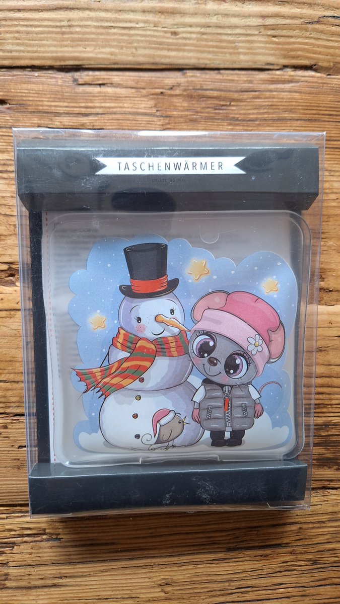 merkloze handwarmer - herbruikbaar - kerst sneeuwpop met muisje