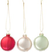 Foute kerstballen / Glazen kersthangers - ' MACARONS ' Foute kerst - Over the top kerstbal - Set van 3 kerst hangers - Aanmaakblokjes