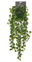 Louis Maes kunstplant met blaadjes hangplant Klimop/hedera - groen/wit - 80 cm - Klimplanten