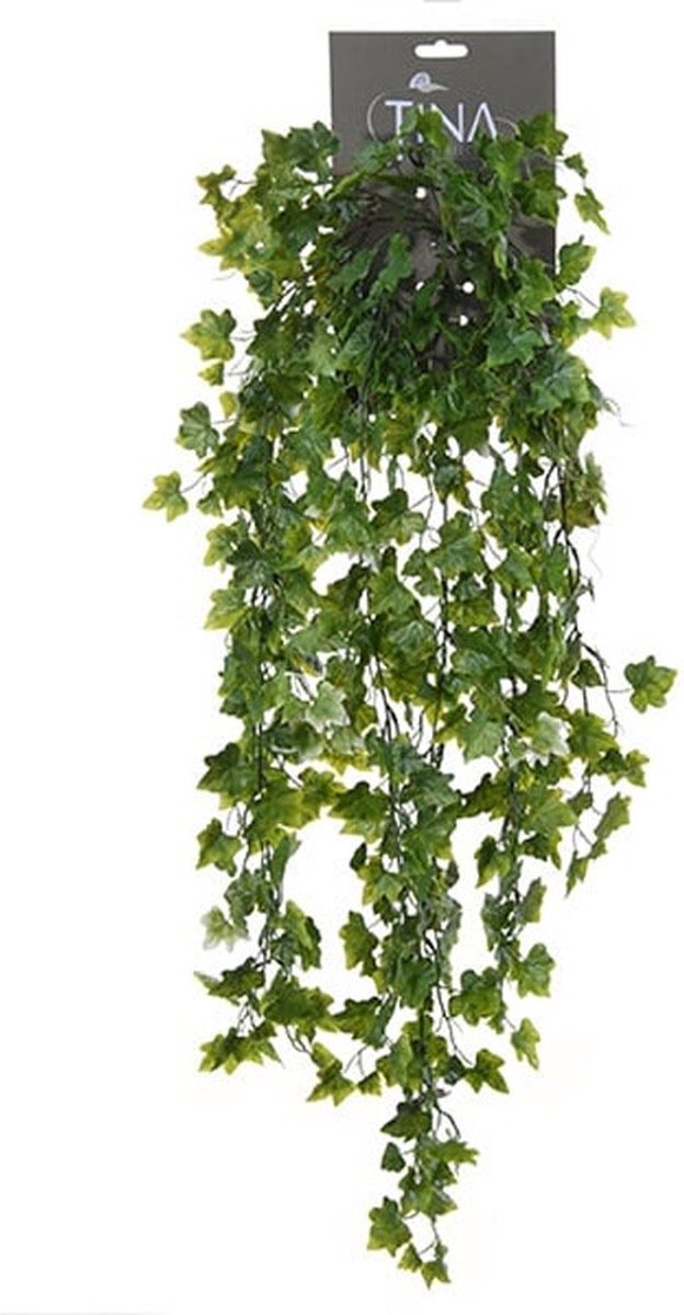 Louis Maes kunstplant met blaadjes hangplant Klimop/hedera - groen/wit - 80 cm - Klimplanten Multi