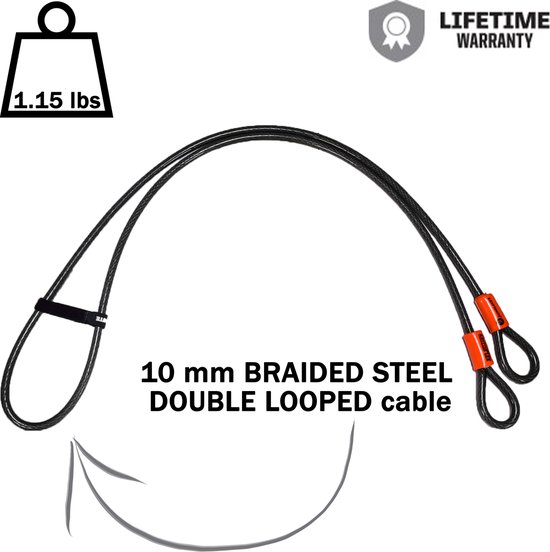 Kryptonite Kryptoflex Kabelslot - Fiets, Terras, Teunmeubel, Step, Kinderwagen - Kabel met Dubbele Lus - Kabelslot > 2 meter– 213 cm - Gevlochten Staal van Kryptonite — afbeelding 2