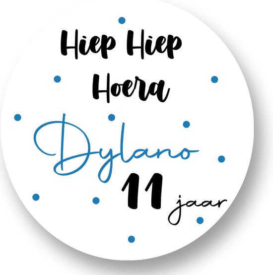 Foto: 20x hiep hiep hoera stickers met naam verjaardag stickers jongens gepersonaliseerd sluitstickers kinderfeest traktatie uitdelen uitdeeltraktatie wensetiket rond 40mm glossy sticker