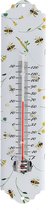 Thermometer bijenprint 30 cm hoog - buitenthermometer - metaal - thema bijen - temperatuur meten buiten - decoratief - tuindecoratie - metaal - om op te hangen - cadeau - geschenk - nieuwjaar - Kerst - verjaardag