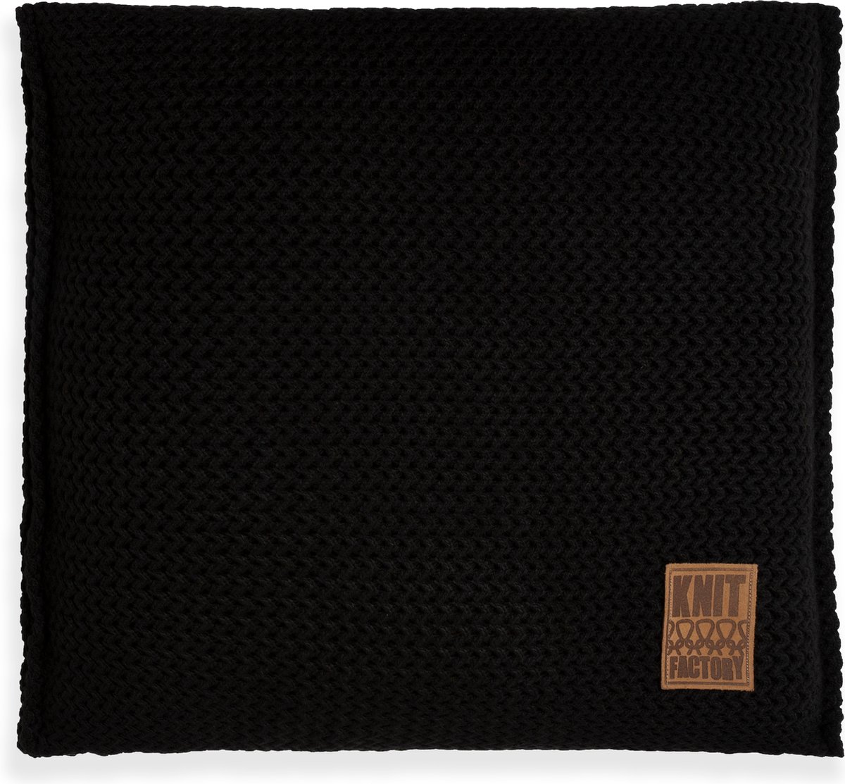 Knit Factory Maxx Sierkussen - Vierkant kussen - Kussen woonkamer - Bank kussen - Decoratie kussen - Zwart - 50x50 cm - Kussenhoes inclusief kussenvulling