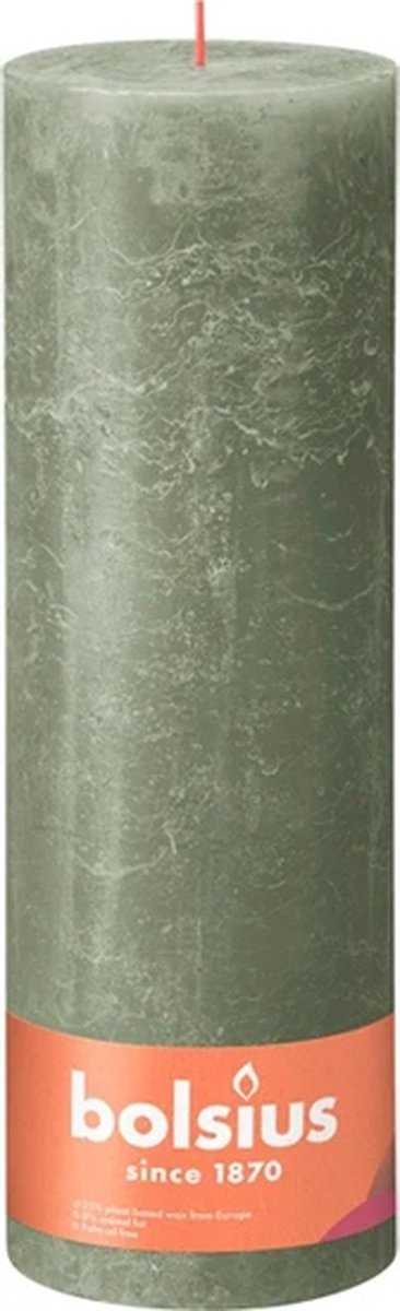 Bolsius 4 stuks Bolsius olijfgroen rustiek stompkaars 300/100 (200 uur) Fresh Olive