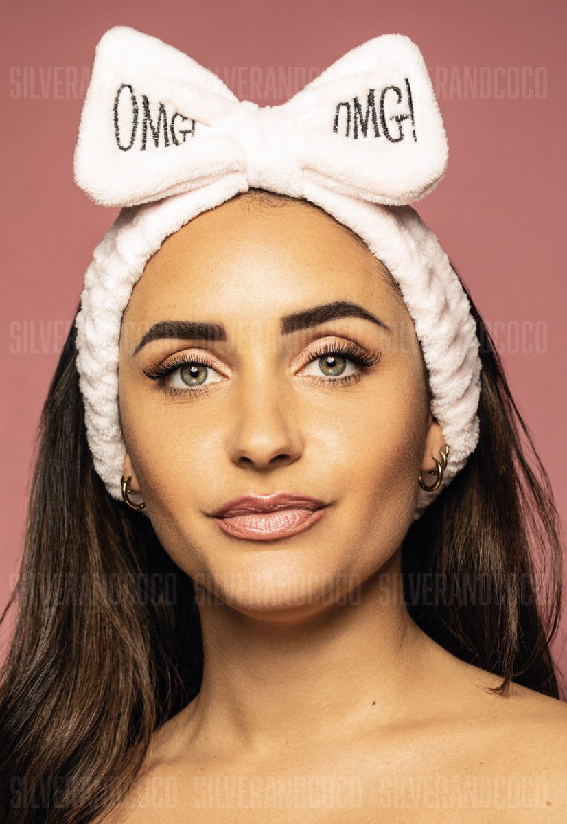 SilverAndCoco - OMG Haarband Strik Dikke Fluffy Elastische Hoofdband voor Opmaken / OMG! Badstof Fleece Make up Spa Slaap Hoofdbanden Vrouwen / Elastische Meisjes Make-up Bandana - Licht Roze