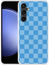 Cazy Hoesje geschikt voor Samsung Galaxy S23 FE Blauw Dambordpatroon