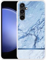 Cazy Hoesje geschikt voor Samsung Galaxy S23 FE Blauw Marmer