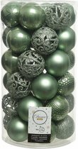 Kerstballen 6 cm groen in koker set van 37