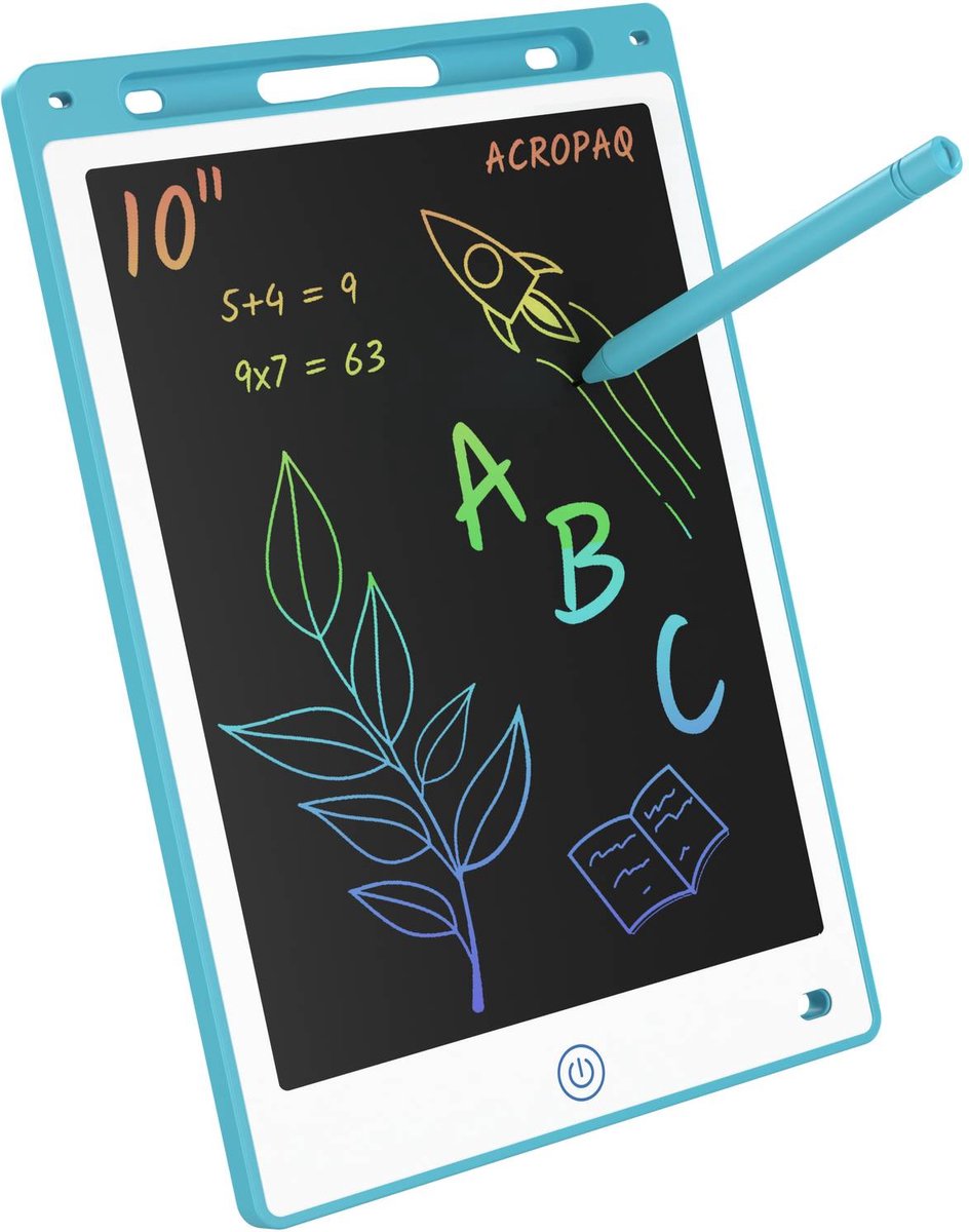Tekentablet kinderen - 10 inch, Blauw met kleurenscherm - Drawing tablet, Grafische tablet, LCD tekentablet - ACROPAQ