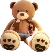 Mega teddybeer van 2 meter groot - Liefdes beer - Pluche knuffel - 200 CM - XXL Teddy - Cadeau - Valentijns kado - Love - Sjaaltje