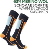 Norfolk - Skisokken - 63% Merino Wol Schokabsorptie Skisokken - Naadloos - Zacht, Warm en Droog - Blauw - Maat 35-38 - Courchevel