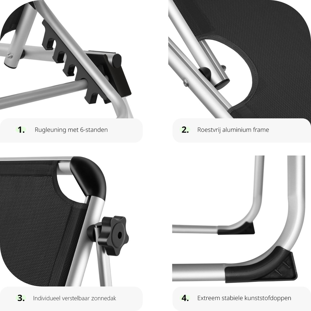 tectake® Zonneligstoel met dak, balkonligstoel van aluminium, inklapbare tuinstoel, weerbestendig, ligstoel voor tuin, camping en strand, verstelbare rugleuning, incl. hoofdkussen en zijzak - blauw