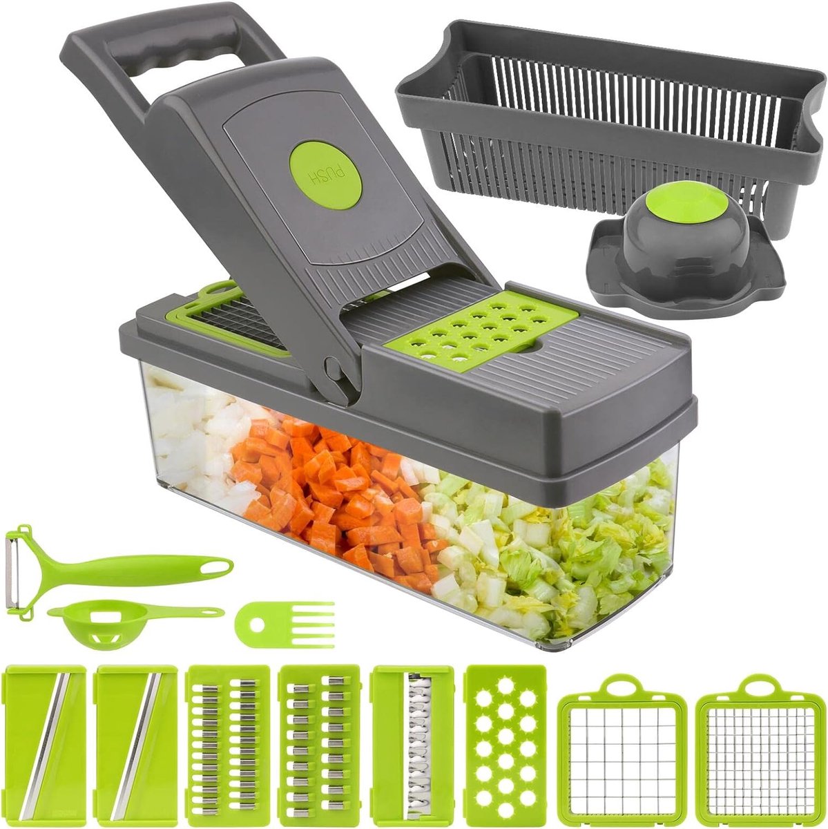 Groentesnijder met verschillende mesjes - Mandoline - Uiensnijder / Vegetable chopper