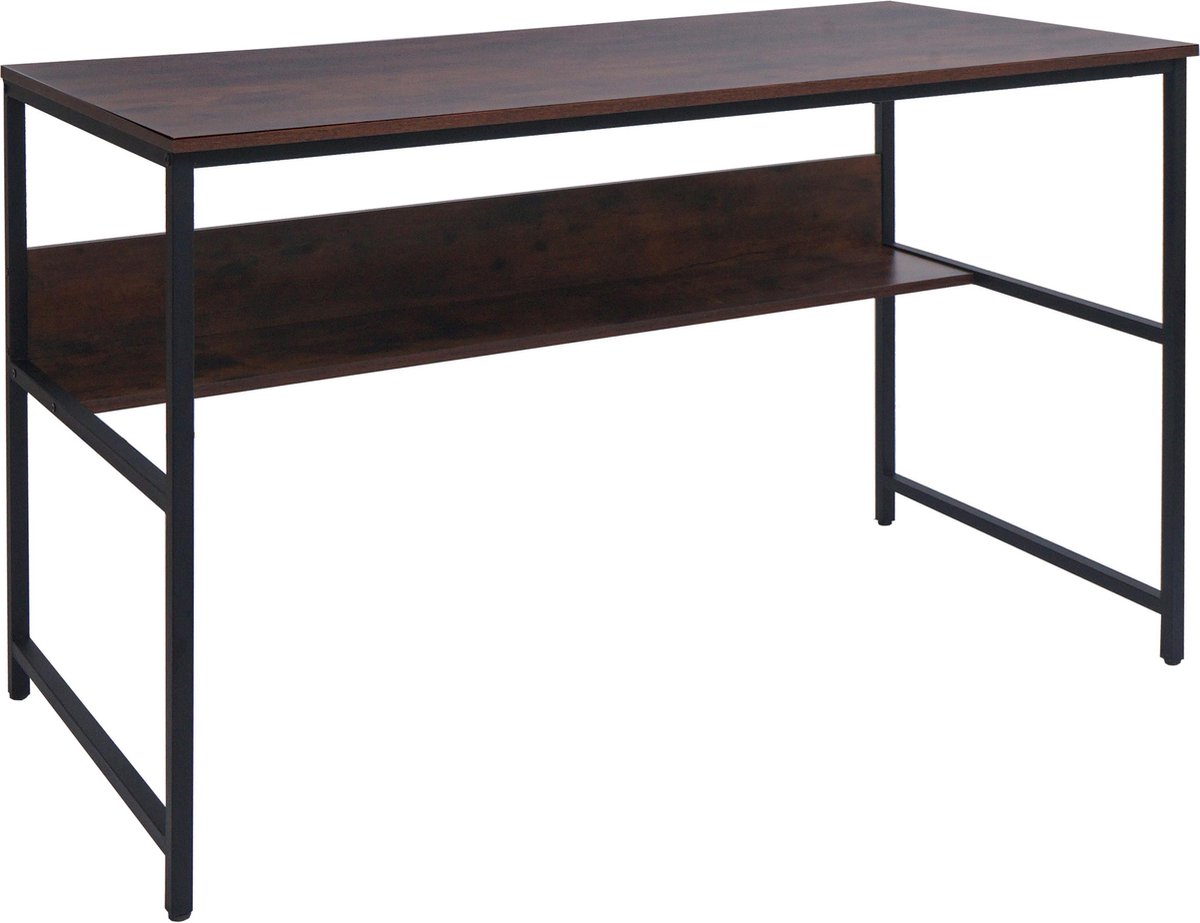 MCW Bureau MCW-K80, bureau computer bureau werkblad, metaal MDF 120x60cm ~ bruin