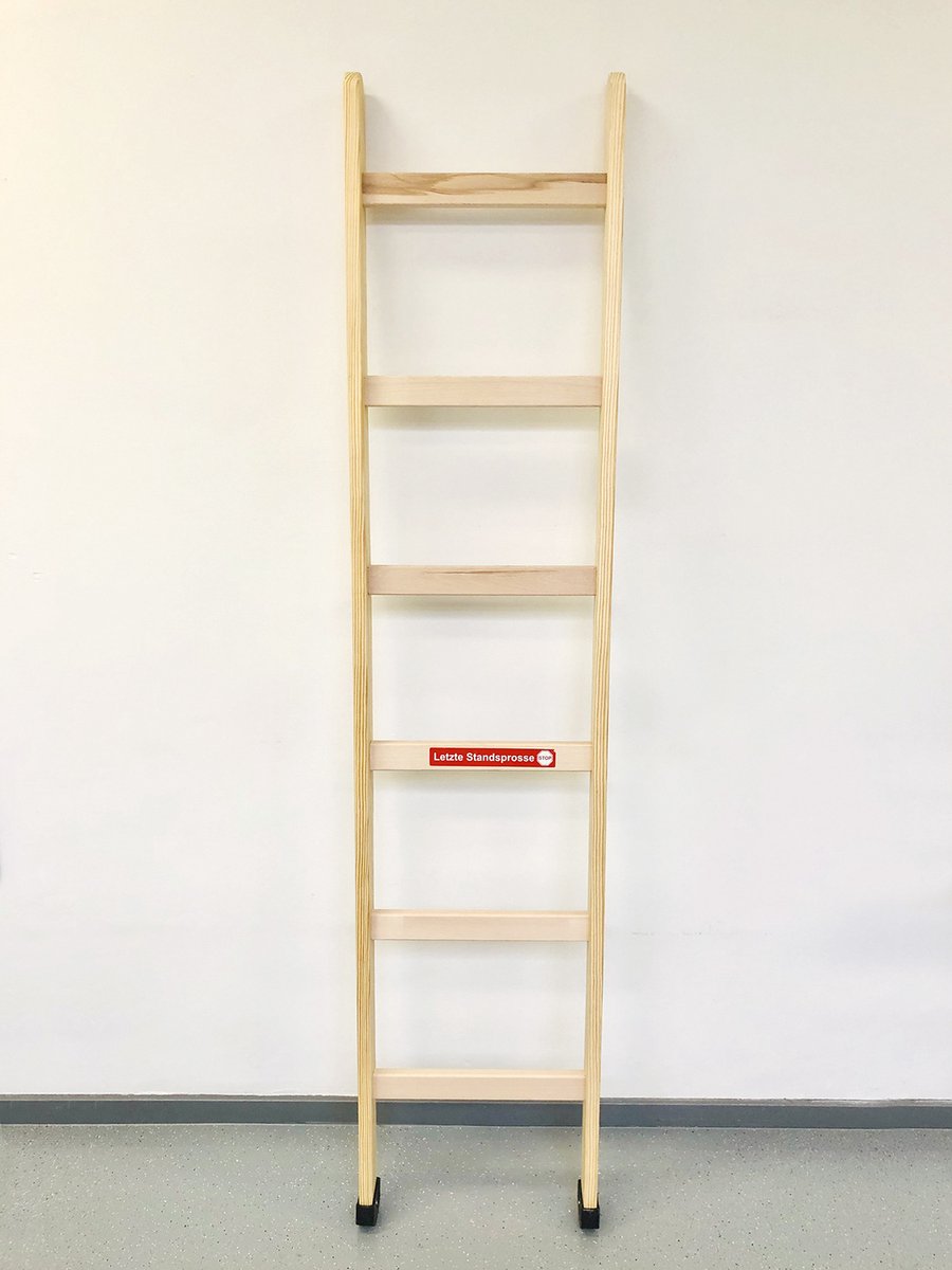 Houtenladders.nl Grenen enkele ladder met rubberen voet Aantal sporten: 7 sporten (209 cm)