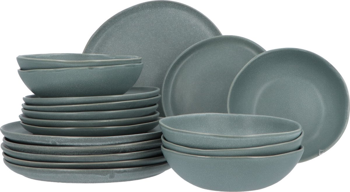 Aardewerk Servies Spring Grey 6 persoons 18-delig - Grijs