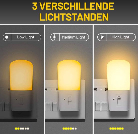 Hiboom 4 Stück LED Nachtlichter mit Bewegungsmelder 4 in 1 Stromausfall