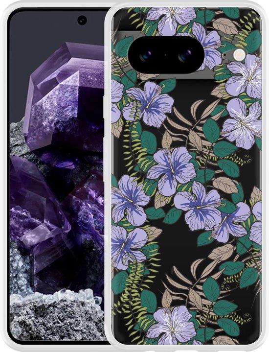 Étui Cazy adapté à Google Pixel 8 Fleurs violettes