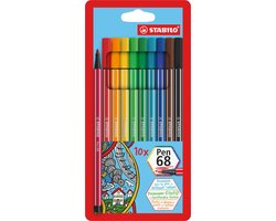 foto van STABILO Pen 68 - Premium Viltstift - Hersluitbare Etui Met 10 Kleuren